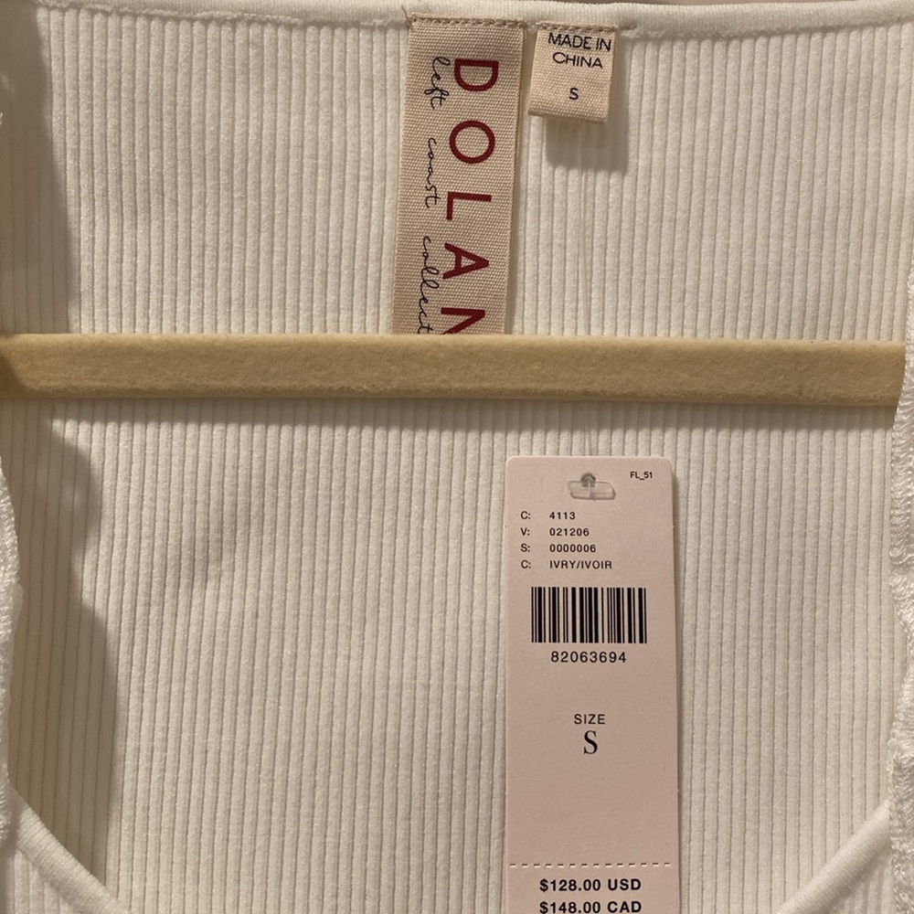 NWT Dolan Left Coast White Eyelet Ruffle Sleeve Sweater Blouse. Size S. Anthro. - Picture 8 of 10